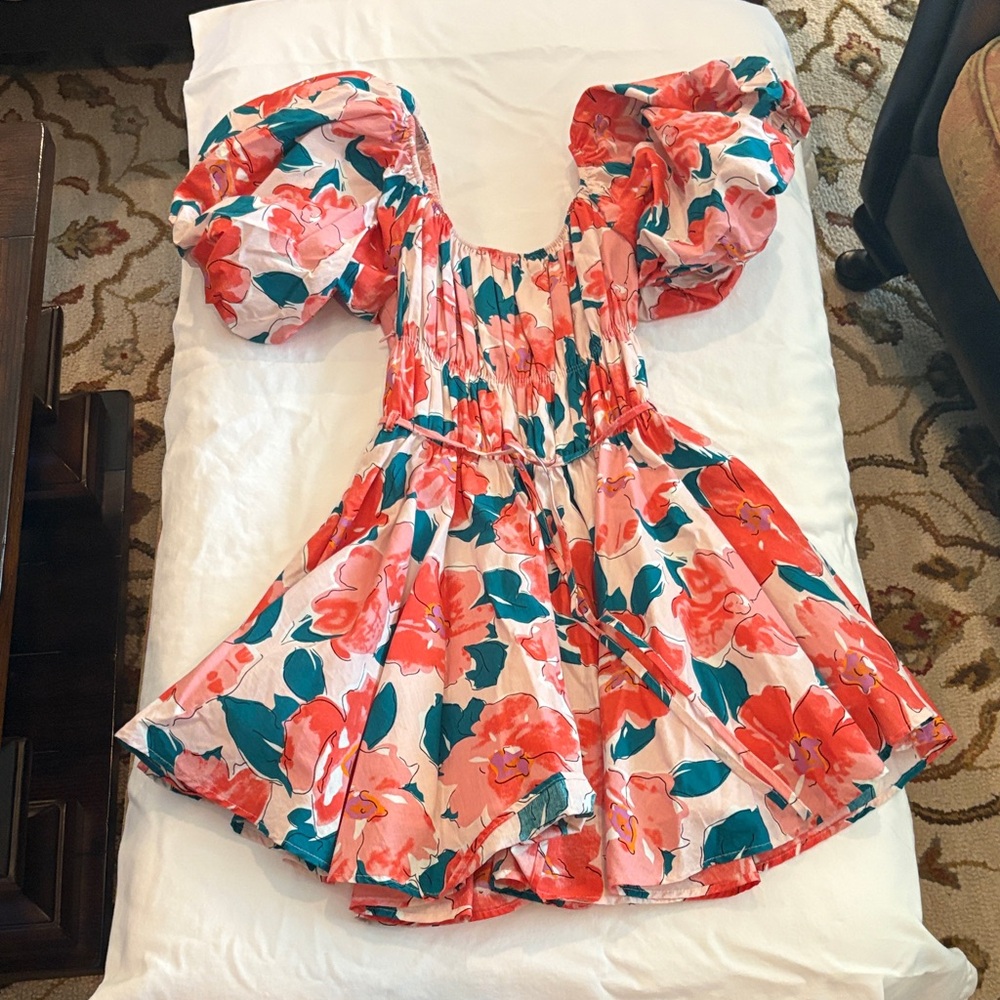 Altar'd State Floral Mini Dress - Pink and Green